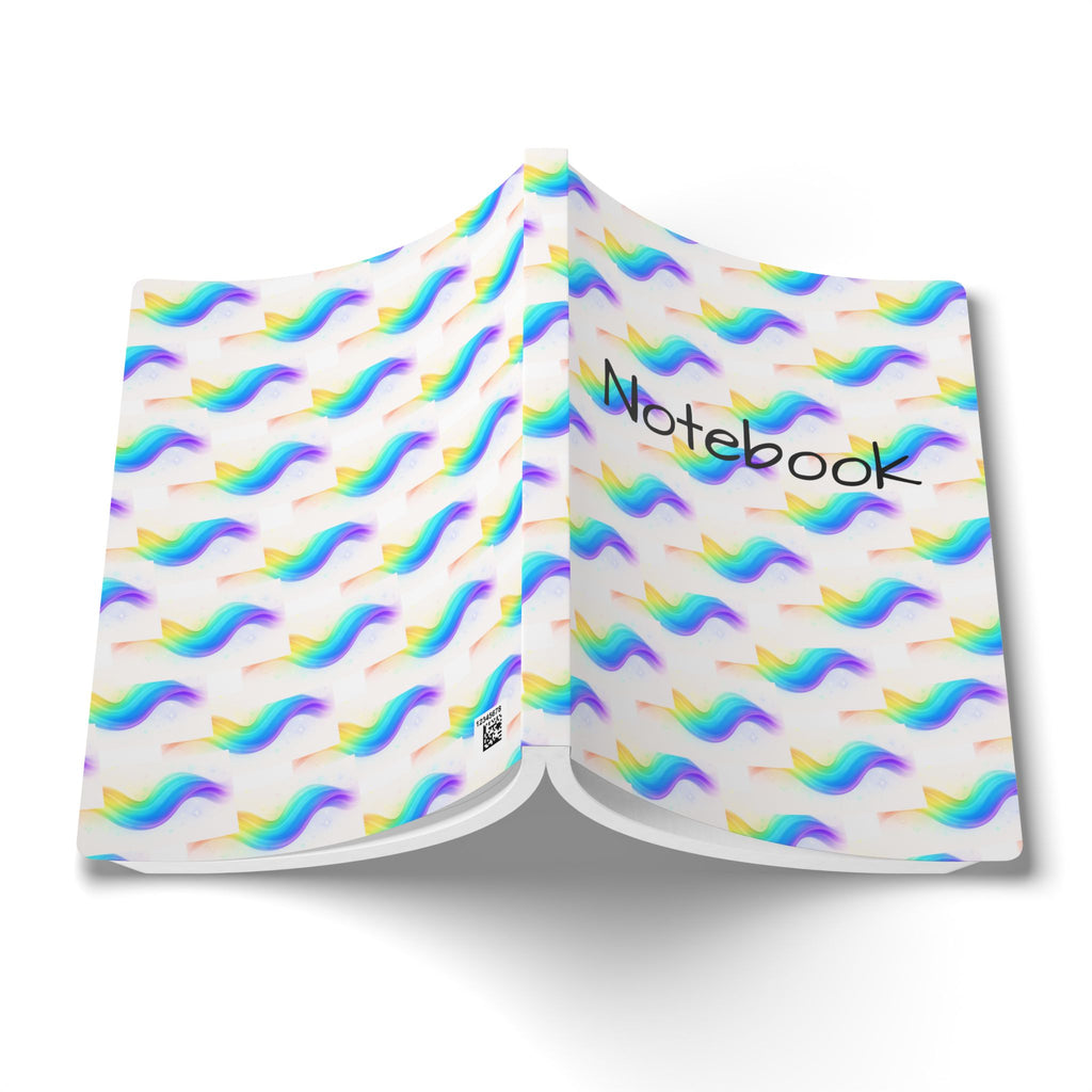 Rainbow Wave Softcover Journal with Inside Prints, Ideal for Journaling, Note Taking, Gift for Teens, School Supplies, Vibrant Notebook