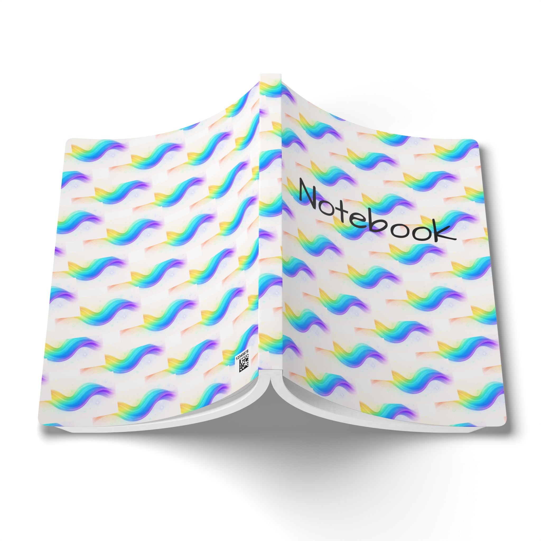 Rainbow Wave Softcover Journal with Inside Prints, Ideal for Journaling, Note Taking, Gift for Teens, School Supplies, Vibrant Notebook